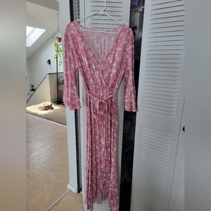 Pink Flare Sleeve Maxi